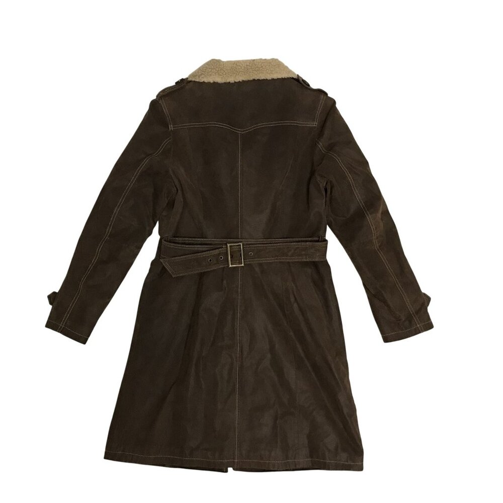 Womens Pennylane Coat Size 2 Long Brown Leather Mid Length - Picture 2 of 14